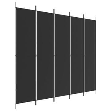 Vidaxl Paravan 5-delni 250x220 cm črno blago