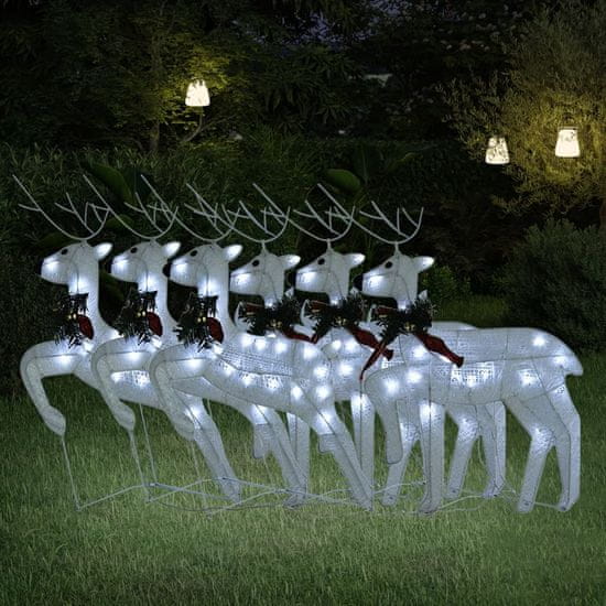 Greatstore Bo i ni severni jeleni 6 kosa beli 120 LED akril