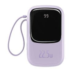 BASEUS Qpow powerbank s kablom USB-C, USB-C, USB, 20000 mAh, 22,5 W (vijolična)