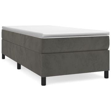 Vidaxl Posteljni okvir z vzmetmi temno siv 90x190 cm žamet