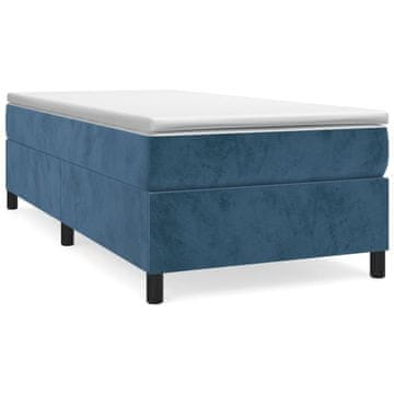 Vidaxl Posteljni okvir z vzmetmi temno moder 90x200 cm žamet