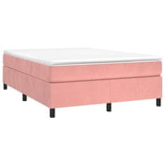 Vidaxl Box spring postelja z vzmetnico roza 140x200 cm žamet