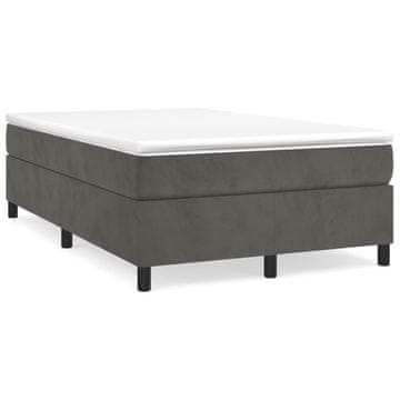 Vidaxl Posteljni okvir z vzmetmi temno siv 120x200 cm žamet