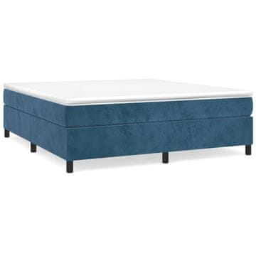 Vidaxl Posteljni okvir z vzmetmi temno moder 160x200 cm žamet