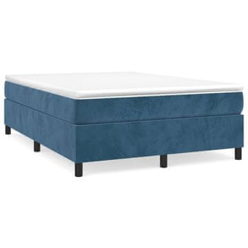 Vidaxl Posteljni okvir z vzmetmi temno moder 140x200 cm žamet