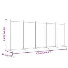 Vidaxl Paravan 5-delni črn 433x180 cm blago