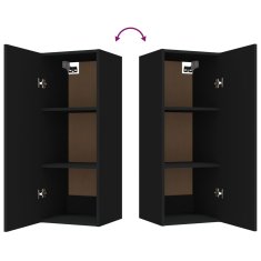 Vidaxl Stenska omarica črna 34,5x34x90 cm konstruiran les