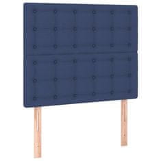 Vidaxl Box spring postelja z vzmetnico moder 120x200 cm blago
