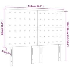 Vidaxl LED posteljno vzglavje temno sivo 144x5x118/128 cm žamet