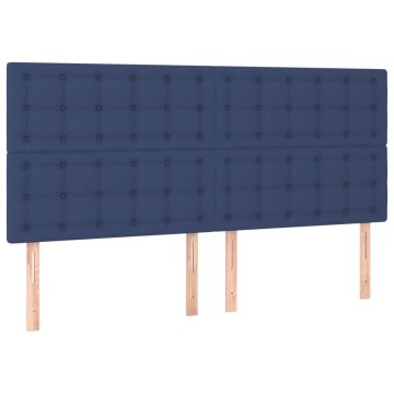 Vidaxl Vzglavje postelje modro 200x5x118/128 cm blago