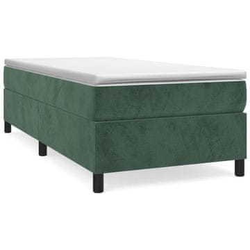 Vidaxl Posteljni okvir z vzmetmi temno zelen 90x190 cm žamet