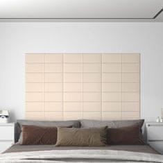 shumee vidaXL Stenski paneli 12 kosov krem 60x15 cm žamet 1,08 m²