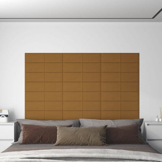 shumee vidaXL Stenski paneli 12 kosov rjavi 60x15 cm žamet 1,08 m²