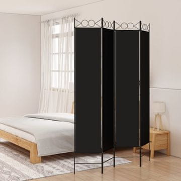 Vidaxl vidaXL 4-delna predelna stena, črna, 160x220 cm, blago