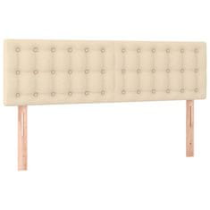 Vidaxl Box spring postelja z vzmetnico krem 140x190 cm blago