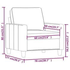 Vidaxl Fotelj svetlo siv 60 cm blago