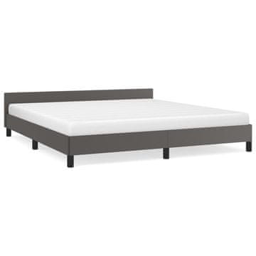 Vidaxl Posteljni okvir z vzglavjem brez vzmetnice siv 160x200 cm