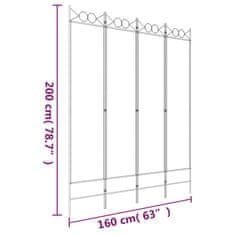 Vidaxl Paravan 4-delni rjav 160x200 cm blago