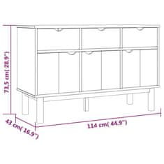 Greatstore Komoda rjava in siva 114x43x73,5 cm trdna borovina