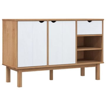 Vidaxl Komoda OTTA rjava in bela 114x43x73,5 cm trdna borovina