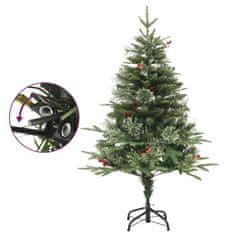 Vidaxl Osvetljena novoletna jelka s storži zelena 120 cm PVC in PE