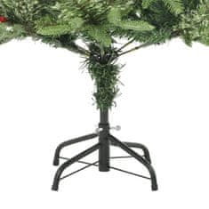 Vidaxl Osvetljena novoletna jelka s storži zelena 120 cm PVC in PE