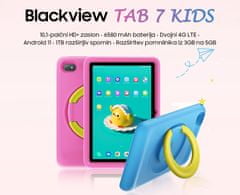 Blackview Tab 7 Kids tablični računalnik, 25,6 cm (10,1), 4G-LTE, 3GB/32GB, HD+, Android 11, GPS, moder