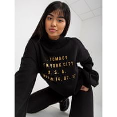 Ex moda Ženski pulover z napisom in želvo RIVA črne barve EM-BL-643.39X_391807 L-XL