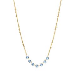 Brosway Čudovita pozlačena ogrlica Symhonia z modrimi kristali BYM137