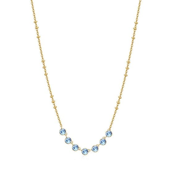 Brosway Čudovita pozlačena ogrlica Symhonia z modrimi kristali BYM137