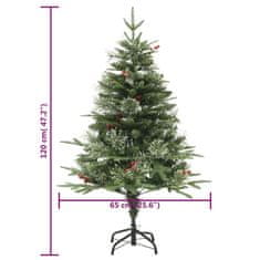 Vidaxl Osvetljena novoletna jelka s storži zelena 120 cm PVC in PE