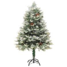 Vidaxl Osvetljena novoletna jelka s storži zelena 150 cm PVC in PE