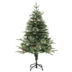Vidaxl Osvetljena novoletna jelka s storži zelena 120 cm PVC in PE