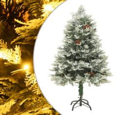 Vidaxl Osvetljena novoletna jelka s storži zelena 150 cm PVC in PE