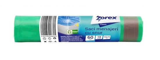 Zorex Vrečke za odpadke 60L/10ks, 60x70cm, 14µm, zložljive, zelene