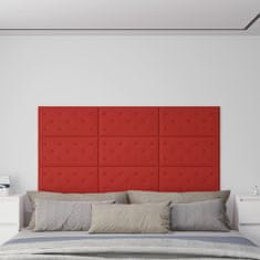 shumee vidaXL Stenski paneli 12 kosov vinsko rdeči 60x30 cm um. usnje 2,16 m²