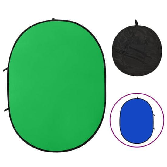 Vidaxl Ovalno studijsko platno za ozadje 2v1 Zelena in Modra 200x150cm