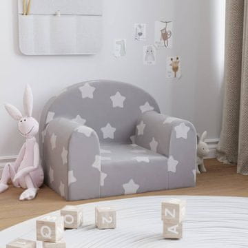 Vidaxl vidaXL Otroški kavč svetlo siv z zvezdicami mehak pliš