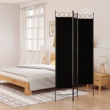 Vidaxl vidaXL 3-delni predelni pulti, črne barve, 120 x 200 cm, blago