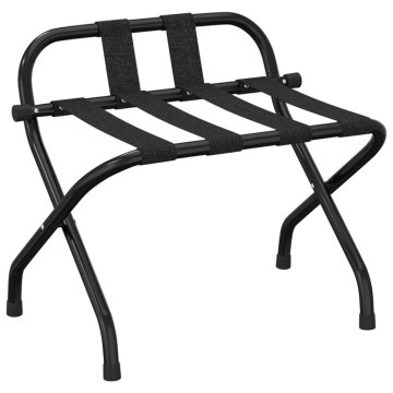 Vidaxl Stojalo za prtljago z naslonom črno 56x39x52 cm