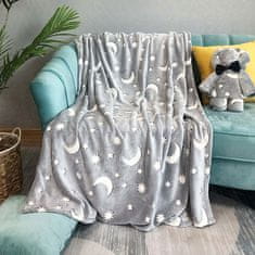 Cool Mango Magična otroška odeja, ki se sveti v temi, z motivom zvezd in lune, ponoči ustvari čudovito svetlobo, velika svetleča oddeja, izjemno mehka in topla, najboljša oddeja za otroke – Glowblanket