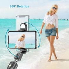 Mormark Selfie stick 6v1, Tripod, Brezžično daljinsko upravljanje, Snemljiva lučka, Primerno za vse telefone, Profesionalne slike in videoposnetki (Črna) | SELFIEPRO 