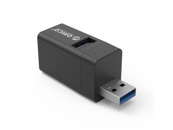 Orico Mini-U32L USB Hub s 3 vhodi, Alu, črna (MINI-U32L-BK-BP)