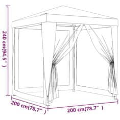 Greatstore Vrtni šotor s 4 mrežastimi stranicami 2x2 m bel