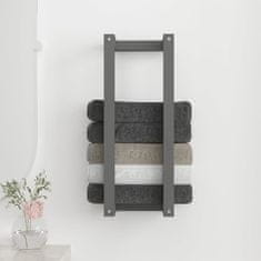 Vidaxl Stojalo za brisače sivo 23x18x60 cm trdna borovina