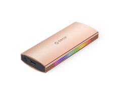 Orico M2R2-G2 zunanje ohišje za M.2 NVMe v USB 3.2 in Type C, 10 Gbps, RGB, aluminij, zlata-roza (M2R2-G2-RG-BP)