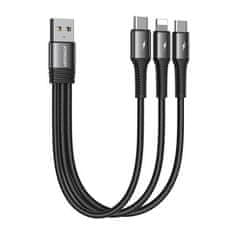 Joyroom Kabel USB S-01530G11 3v1 2x USB-C / Lightning 3,5A 0,15 m (črn)