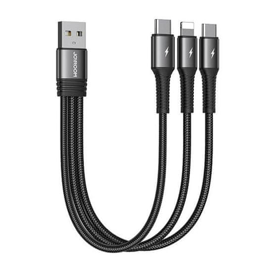 Joyroom Kabel USB S-01530G11 3w1 2x USB-C / Lightning 3,5A 0,15m (črn)