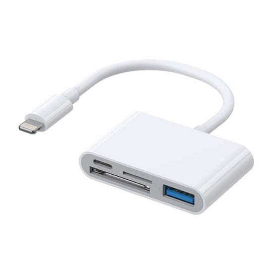 Joyroom Adapter Lightning na USB OTG S-H142 Bralnik kartic SD, microSD (bel)