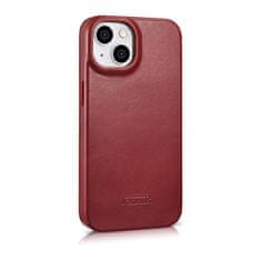 iCARER Usnjen etui za iPhone 14 Plus z magnetnim zapiranjem MagSafe CE Oil Wax Premium Leather bordo